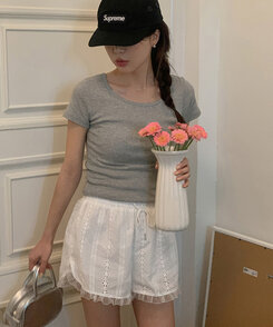 半袖Tシャツ シンプルラウンドネックスリム半袖Tシャツ8色 GRAY