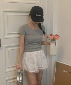 半袖Tシャツ シンプルラウンドネックスリム半袖Tシャツ8色 GRAY