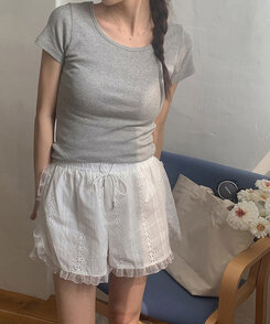 半袖Tシャツ シンプルラウンドネックスリム半袖Tシャツ8色 GRAY