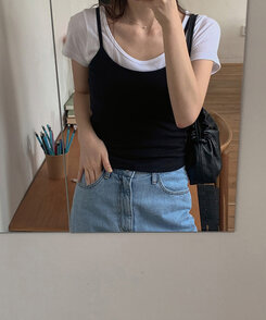 半袖Tシャツ シンプルラウンドネックスリム半袖Tシャツ8色 IVORY