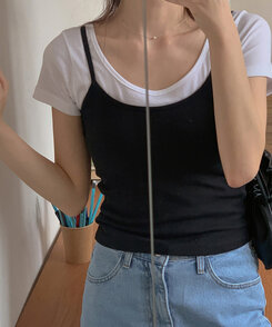 半袖Tシャツ シンプルラウンドネックスリム半袖Tシャツ8色 IVORY