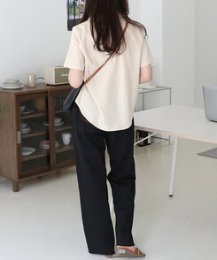 リネンウォッシングオープンカラー半袖シャツ5色 BEIGE