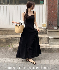 ロングワンピース キャミロングワンピース Black