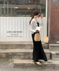 ロングワンピース キャミロングワンピース Black