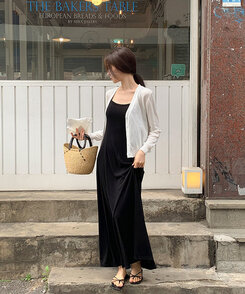 ロングワンピース キャミロングワンピース Black
