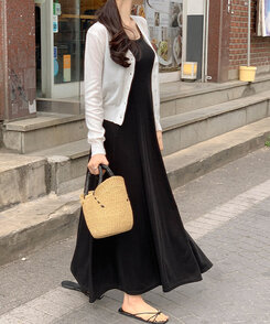 ロングワンピース キャミロングワンピース Black