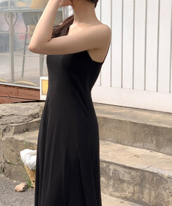 ロングワンピース キャミロングワンピース Black