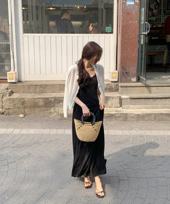 ロングワンピース キャミロングワンピース Black