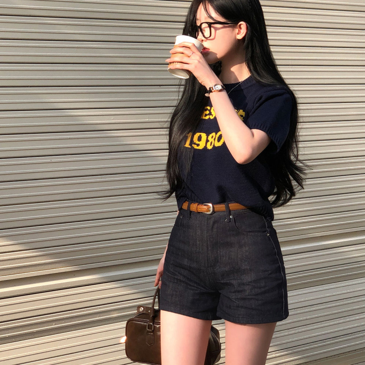 ノンフェードデニムショートパンツ BLACK