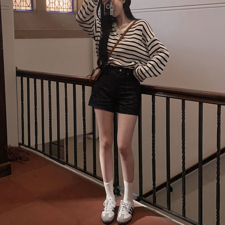 ノンフェードデニムショートパンツ BLACK