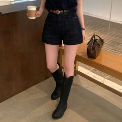ショートパンツ ノンフェードデニムショートパンツ BLACK