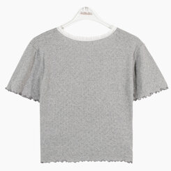 半袖Tシャツ アイレットリボンレースフリル半袖Tシャツ5色