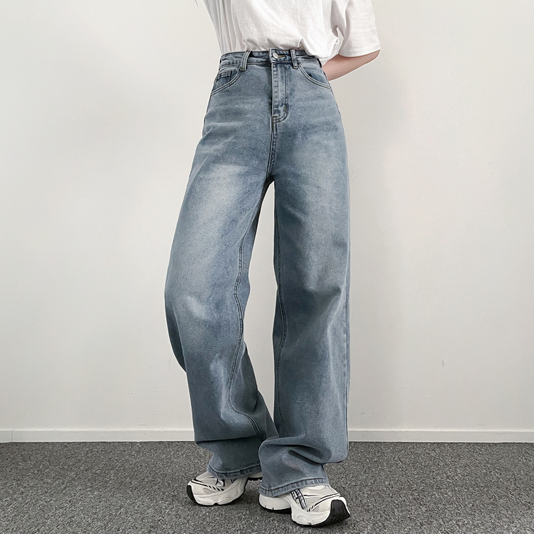 BASIC/LONG 丈別】ブラシウォッシングロングワイドデニムパンツ