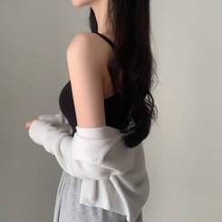 ノースリーブ インナークロップキャミソール9色 BLACK