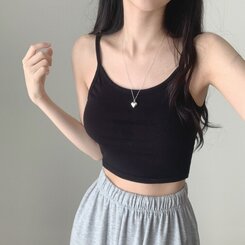 ノースリーブ インナークロップキャミソール9色 BLACK
