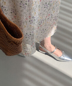 ブーツ イーブランリボンレザースリングバッグ SILVER