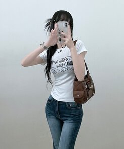 半袖Tシャツ スリムフィットプリンティング半袖Tシャツ IVORY