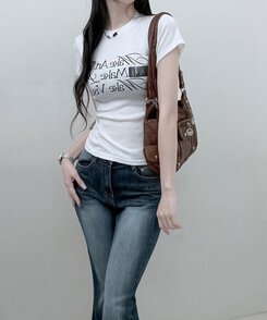半袖Tシャツ スリムフィットプリンティング半袖Tシャツ IVORY