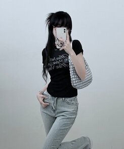 半袖Tシャツ スリムフィットプリンティング半袖Tシャツ BLACK