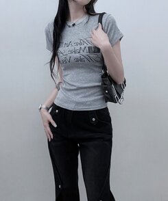 半袖Tシャツ スリムフィットプリンティング半袖Tシャツ GRAY