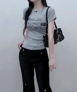 半袖Tシャツ スリムフィットプリンティング半袖Tシャツ GRAY
