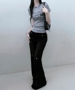 半袖Tシャツ スリムフィットプリンティング半袖Tシャツ GRAY