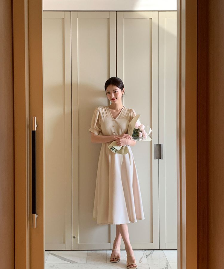 未使用(13)RIFANNE シフォンドッキングワンピース 13号 2丈タイプシフォンドッキングフレアワンピース｜ロングワンピース