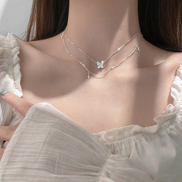 バタフライレイヤードネックレス SILVER