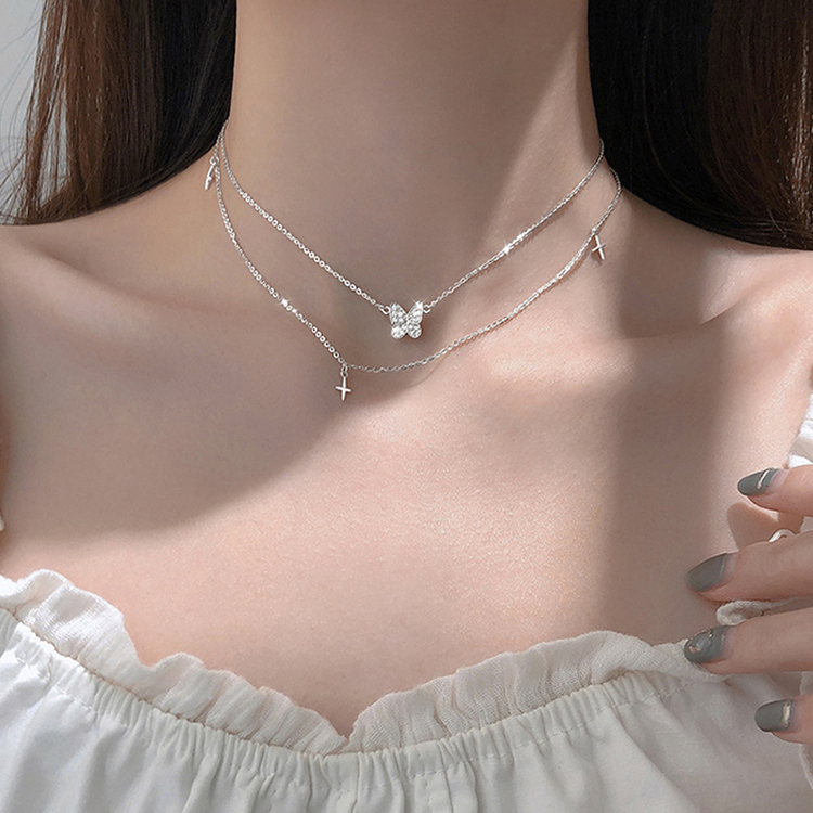 バタフライレイヤードネックレス SILVER