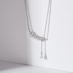 ジュエリー シンプルリーフネックレス SILVER