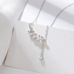 ジュエリー シンプルリーフネックレス SILVER