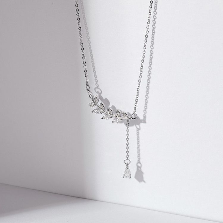 シンプルリーフネックレス SILVER