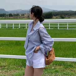 フェアリーオーバーフィットストライプシャツ NAVY