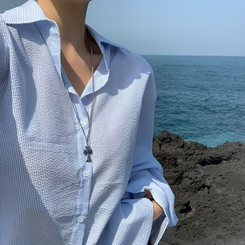 フェアリーオーバーフィットストライプシャツ SKY BLUE