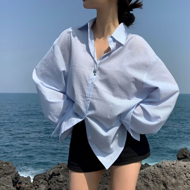 フェアリーオーバーフィットストライプシャツ SKY BLUE