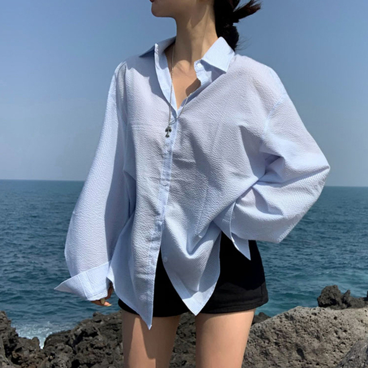 フェアリーオーバーフィットストライプシャツ SKY BLUE