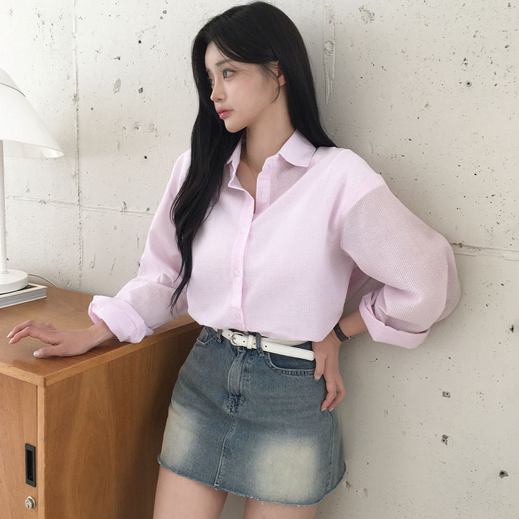 フェアリーオーバーフィットストライプシャツ PINK