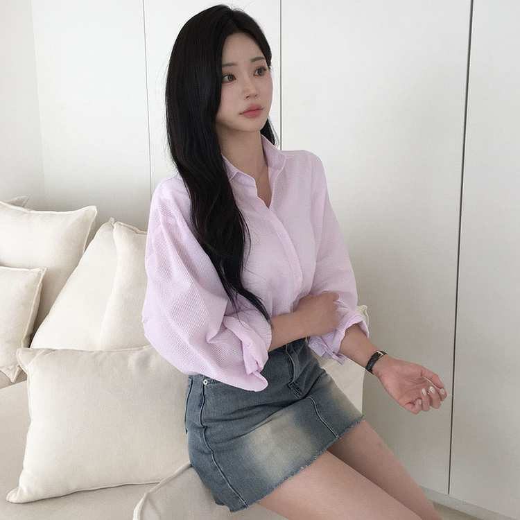 フェアリーオーバーフィットストライプシャツ PINK