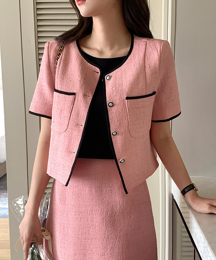 配色ラインツイードセットアップ｜ツーピース｜韓国ファッション通販 SONA
