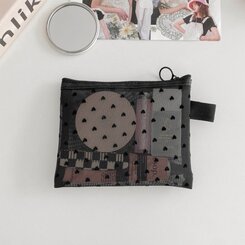 ファッション雑貨 ハートブラックメッシュネットポーチ