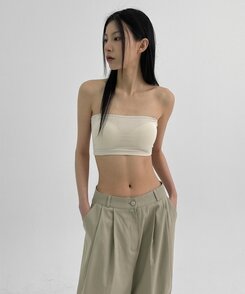ノースリーブ 【カップ付き】ツーラインチューブトップ WHITE