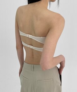 ノースリーブ 【カップ付き】ツーラインチューブトップ WHITE