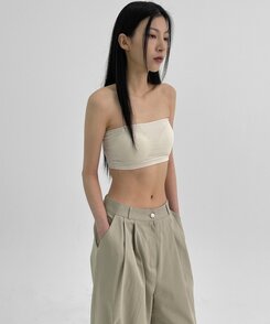 ノースリーブ 【カップ付き】ツーラインチューブトップ WHITE
