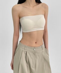 ノースリーブ 【カップ付き】ツーラインチューブトップ WHITE