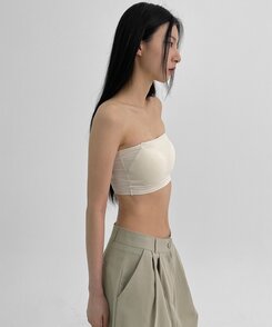 ノースリーブ 【カップ付き】ツーラインチューブトップ WHITE