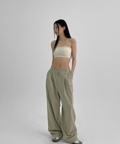 ノースリーブ 【カップ付き】ツーラインチューブトップ WHITE