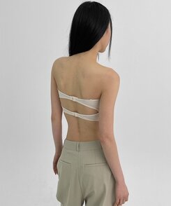 ノースリーブ 【カップ付き】ツーラインチューブトップ WHITE