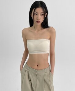 ノースリーブ 【カップ付き】ツーラインチューブトップ WHITE