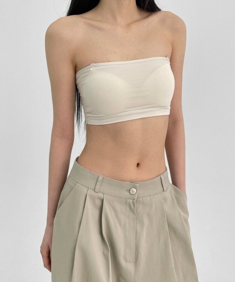 【カップ付き】ツーラインチューブトップ WHITE