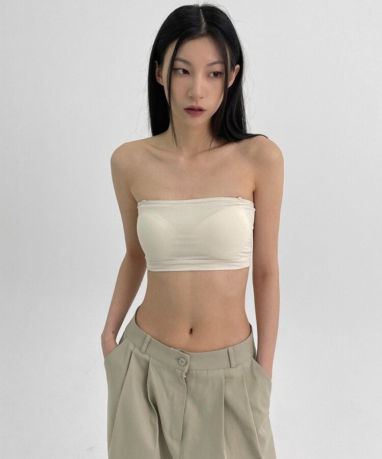 【カップ付き】ツーラインチューブトップ WHITE